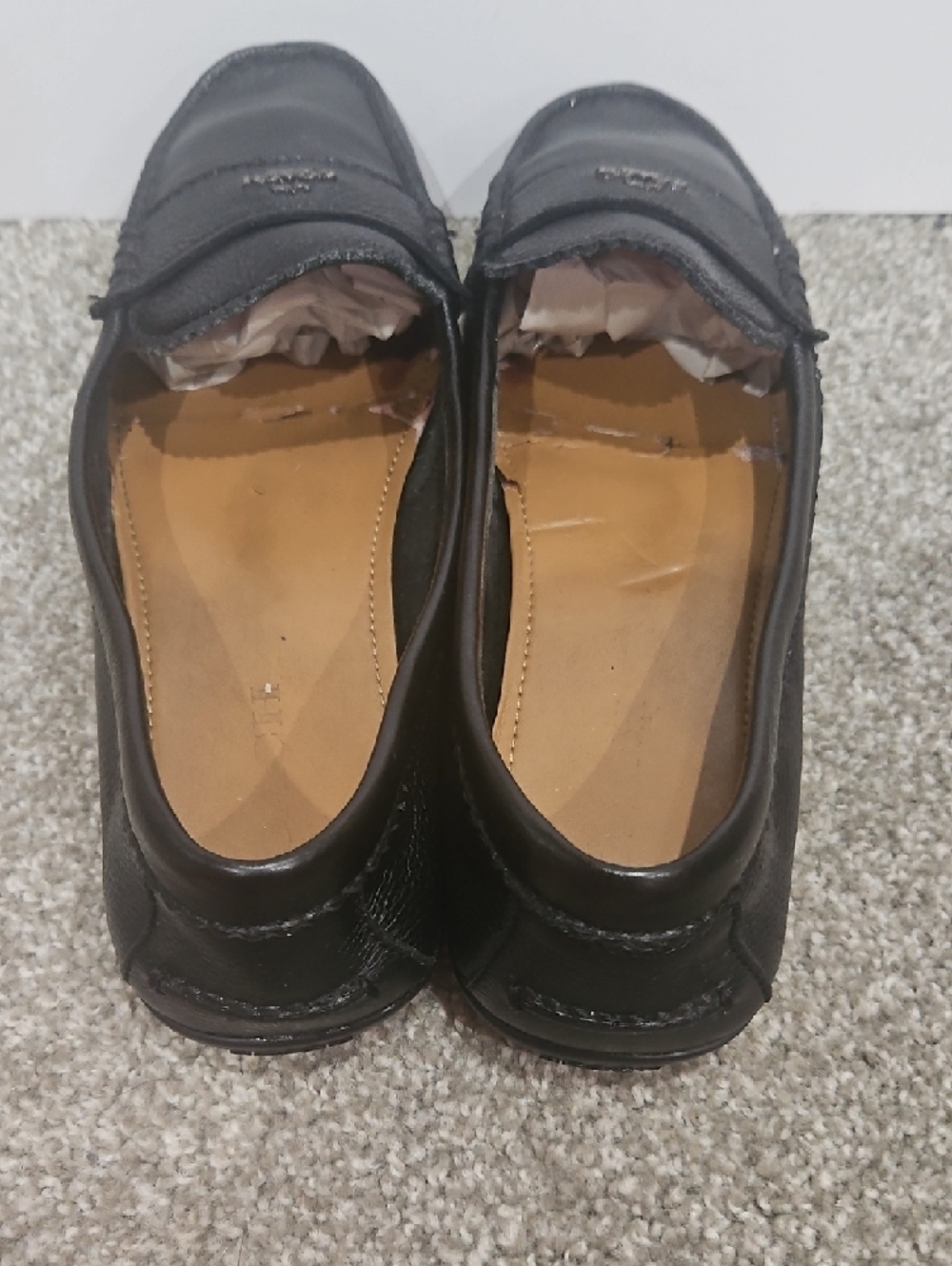 Coach Black Leather Odette  Penny Loafers with Silver Coach Logo SZ 10 - Picture 6 of 10